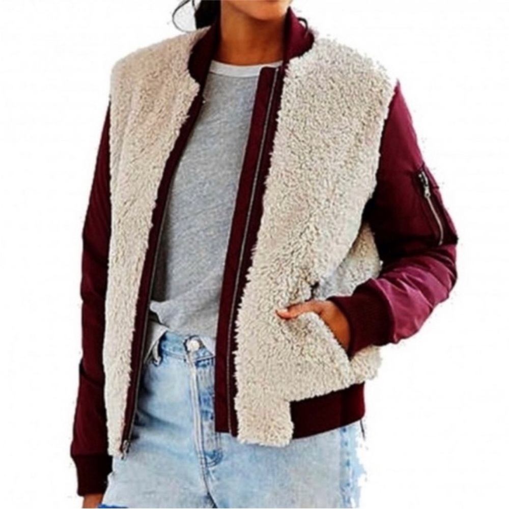 Levi’s Sherpa Quilted Bomber Jacket Maroon Women’s